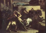 Theodore   Gericault The race of the wild horses oil painting artist